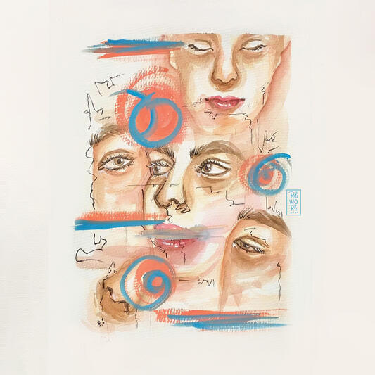 Still, It's me pt2 A triptych mixed-media painting